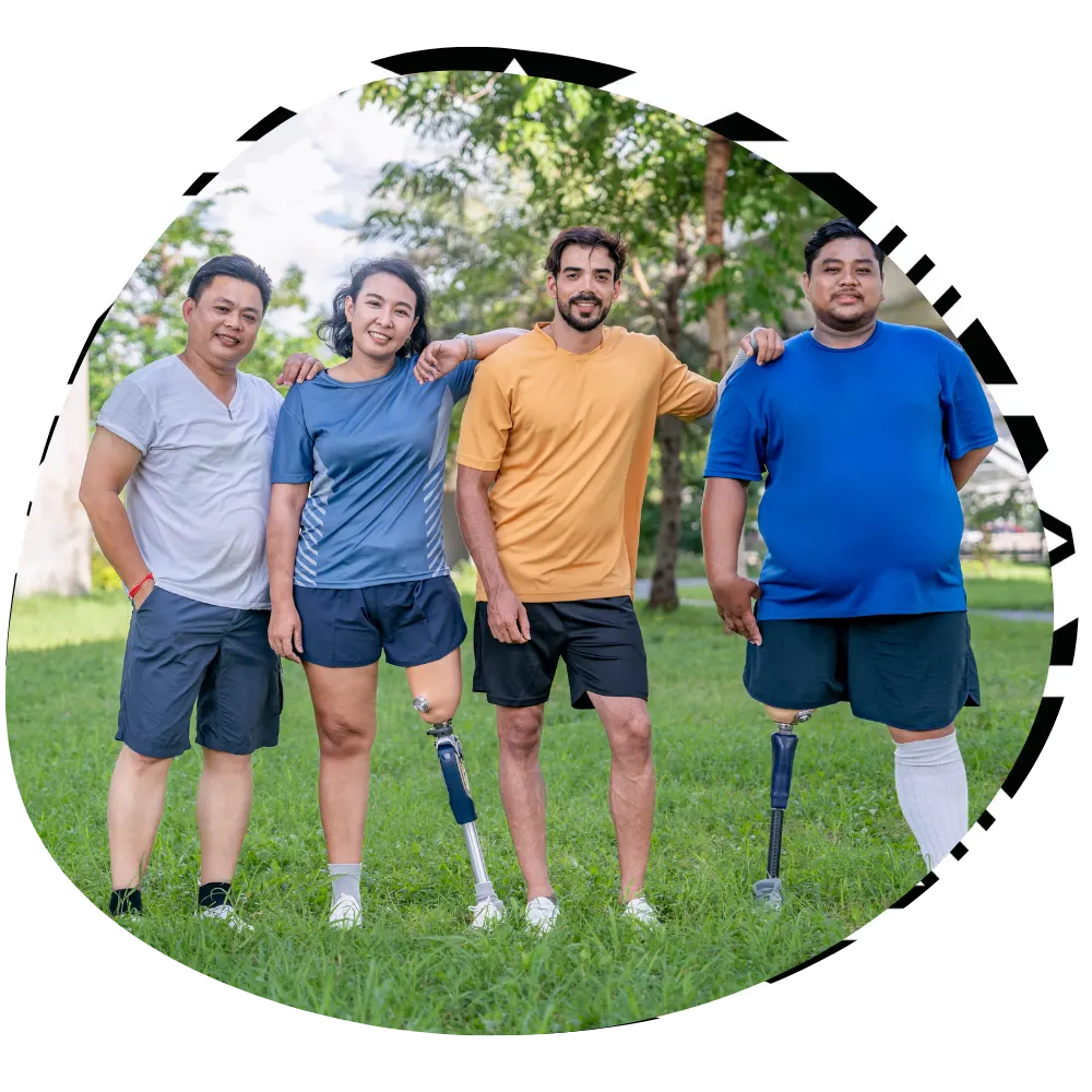 Group of diverse friends outside in park