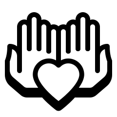 Cartoon hands holding love heart